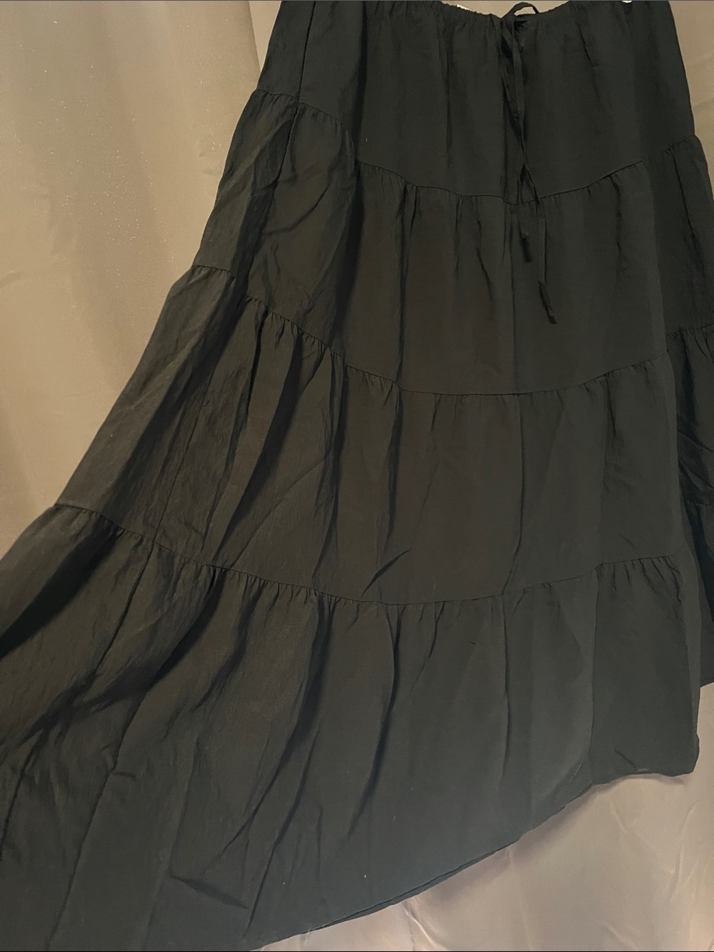 a new day Black Tiered Maxi Skirt with Drawstring - Picture 5 of 6
